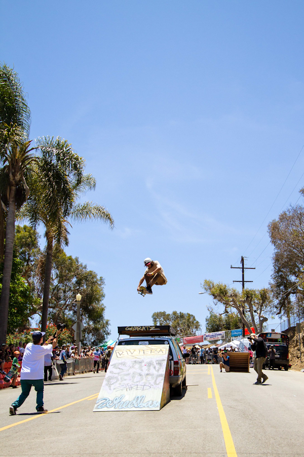 Jesus falling from the sky over the Gnar Car. Photo: David Marano.